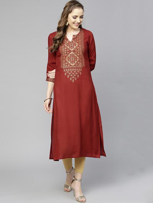 printed straight kurta - 15880264 - Very Small Image - 1