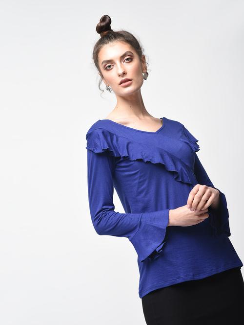 ruffle detail bell sleeved top - 15881800 - Standard Image - 1