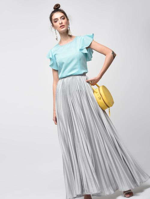 ruffle detail round neck top - 15881802 - Standard Image - 1