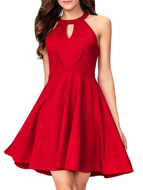 cut out back skater dress - 15881851 - Standard Image - 1