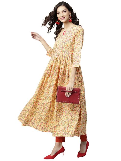 floral printed flared kurta - 15888731 - Very Small Image - 1