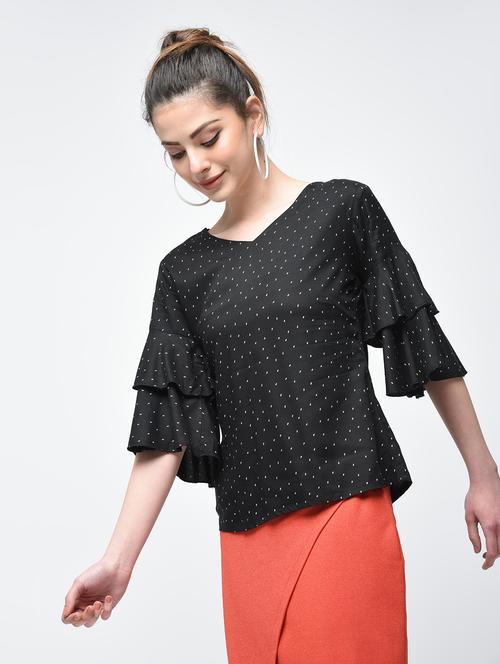 tiered ruffle bell sleeved top - 15894135 - Standard Image - 1