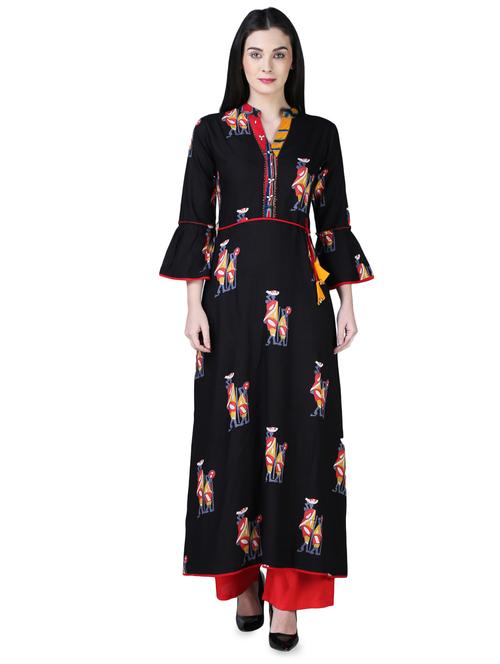 flared bell sleeves kurta - 15901763 - Standard Image - 1