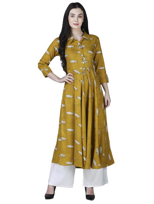 a-line printed kurta with tassels - 15902164 - Very Small Image - 1