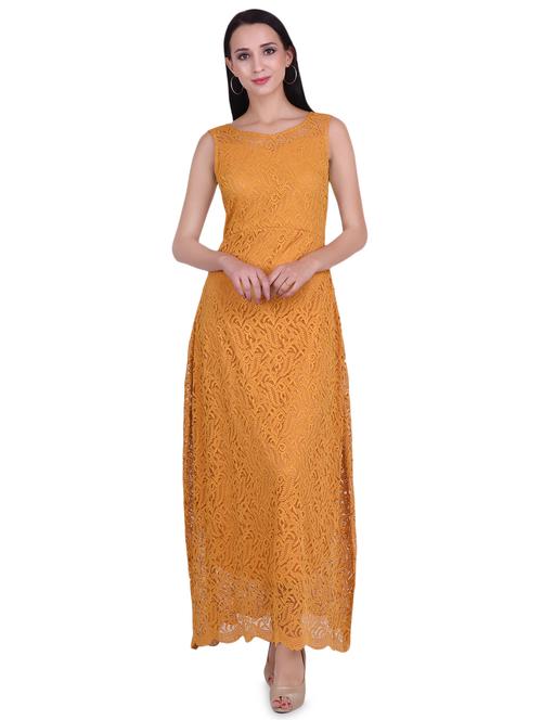 scallop edge laced maxi dress - 15902512 - Standard Image - 1