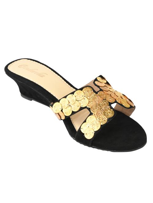 black slip on wedges - 15910322 - Standard Image - 1