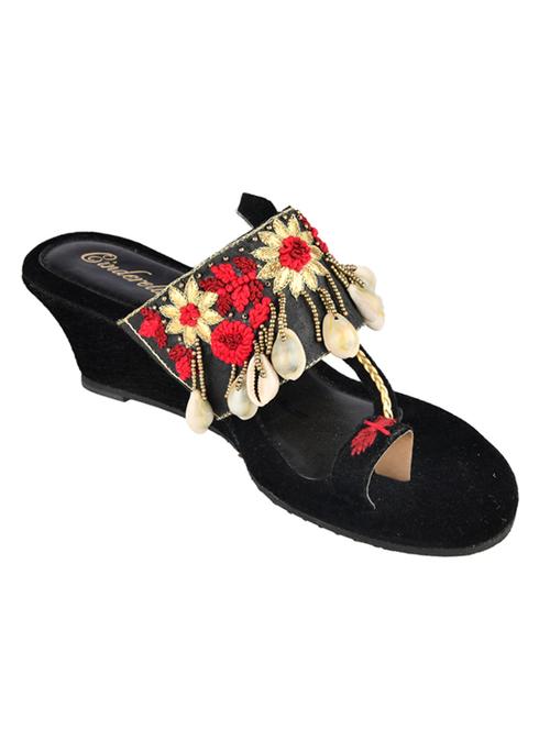 black one toe wedges - 15910328 - Standard Image - 1