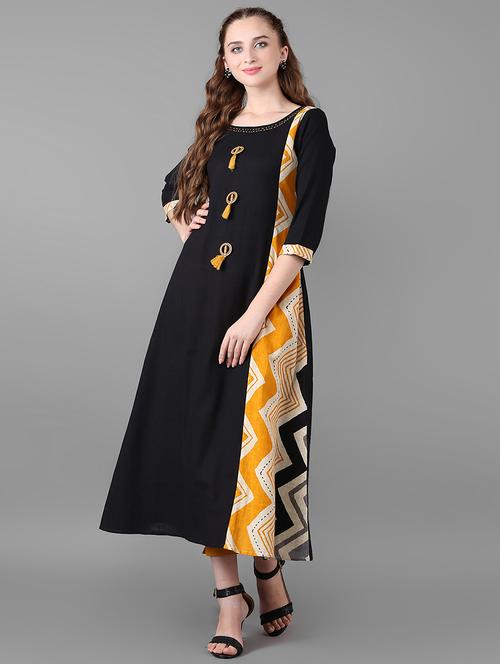 flared printed kurta with tassels - 15919660 - Standard Image - 1