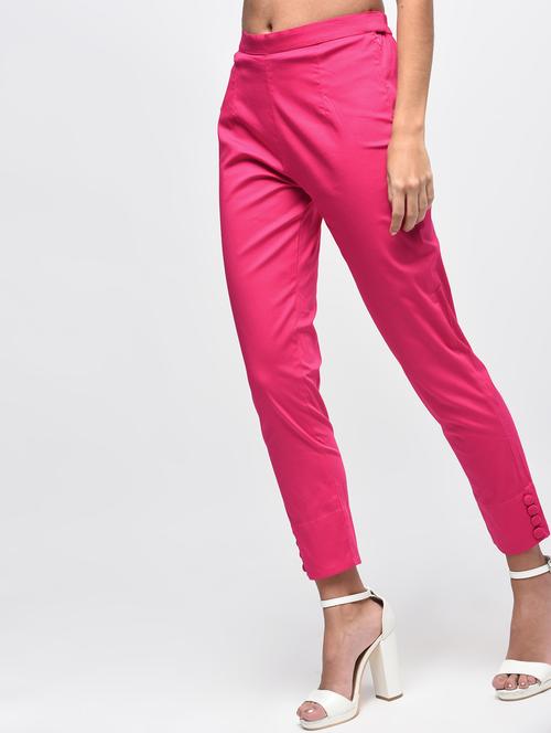 button detail flat front trousers - 15923501 - Standard Image - 1