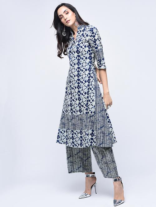 printed a-line kurta with palazzo set - 15926964 - Standard Image - 1