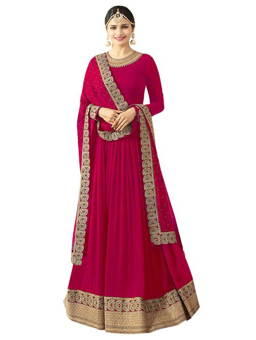 embroidered semi-stitched kalidaar suit - 15934449 - Standard Image - 1