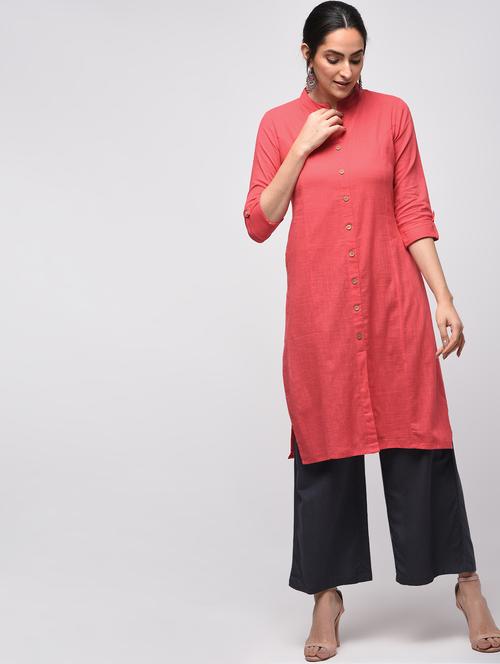 solid straight kurta with pocket - 15941161 - Standard Image - 1
