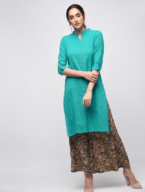 solid straight kurta with pocket - 15941164 - Standard Image - 1