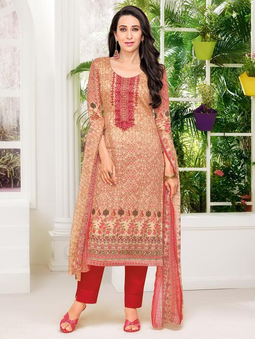 embroidered unstitched pant suit - 15946325 - Very Small Image - 1