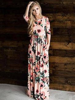 floral gathered waist maxi dress - 15957140 - Standard Image - 1