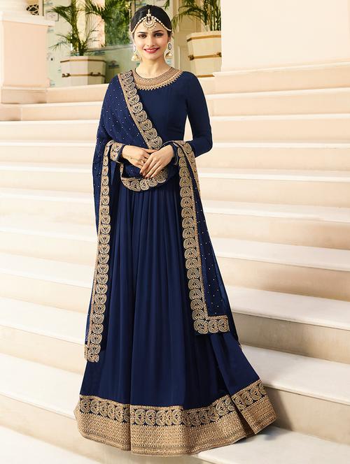 embroidered semi-stitched kalidaar suit - 15974331 - Standard Image - 1