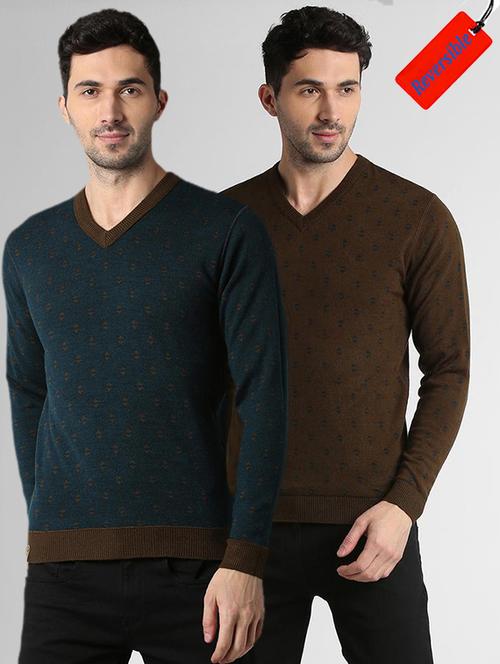 blue acrylic reversible pullover - 15982770 - Standard Image - 1