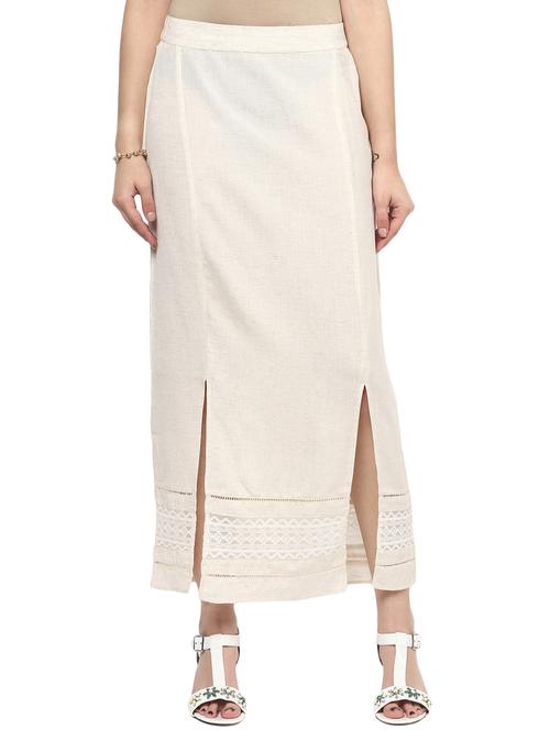 front slit lace insert skirt - 16005570 - Standard Image - 1
