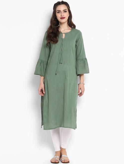 straight bell sleeves kurta - 16011660 - Standard Image - 1