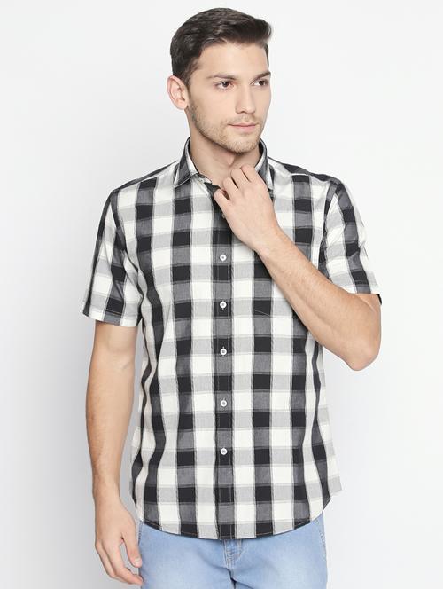 black checkered casual shirt - 16021499 - Standard Image - 1