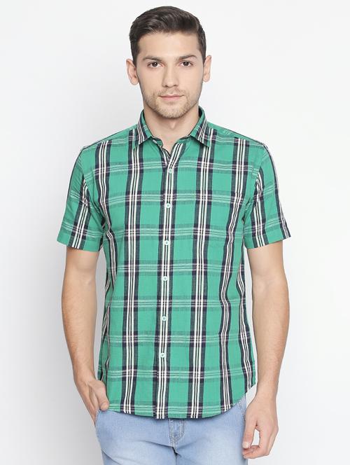 green checkered casual shirt - 16021503 - Standard Image - 1