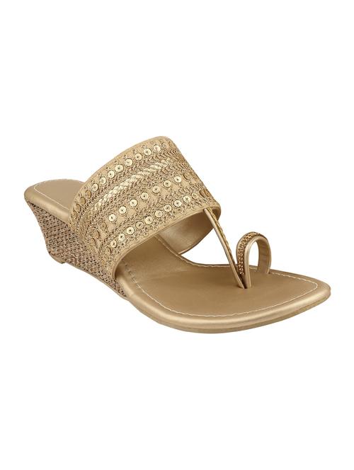 gold one toe wedges - 16079130 - Standard Image - 1