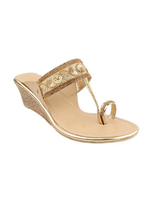 gold one toe wedges - 16079134 - Very Small Image - 1