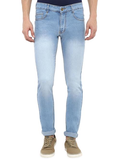 light blue cotton blend heavy washed jeans - 16135124 - Standard Image - 1