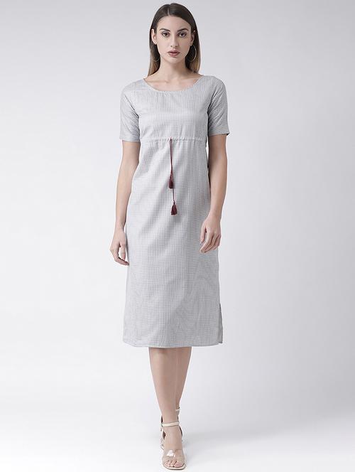 drawstring checkered empire line dress - 16135140 - Standard Image - 1