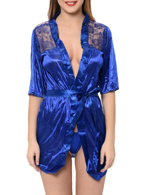 floral lace panel sleepwear robe - 16142710 - Standard Image - 1