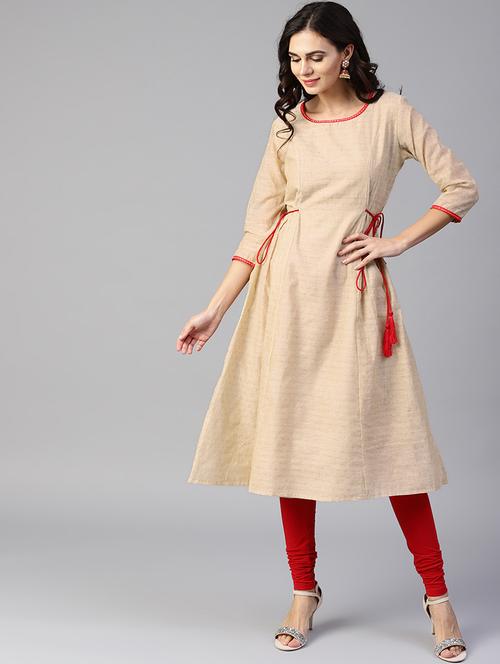 dobby solid a-line kurta - 16157639 - Standard Image - 1