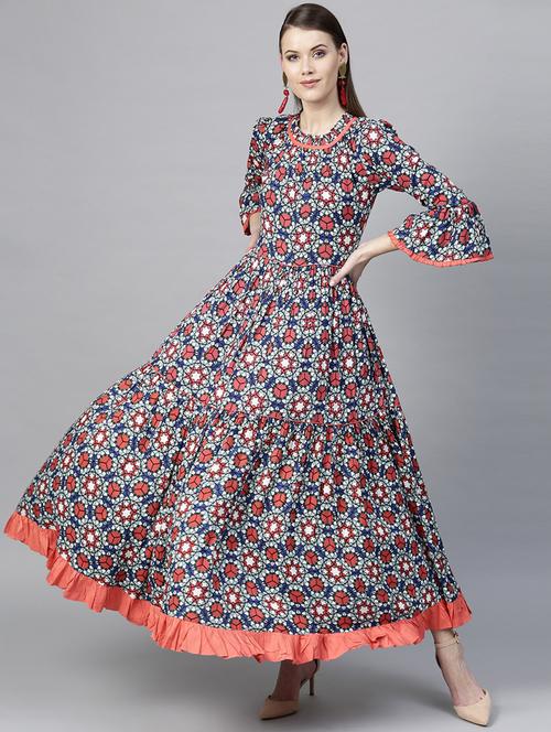 pleated ruffle flared kurta - 16157683 - Standard Image - 1