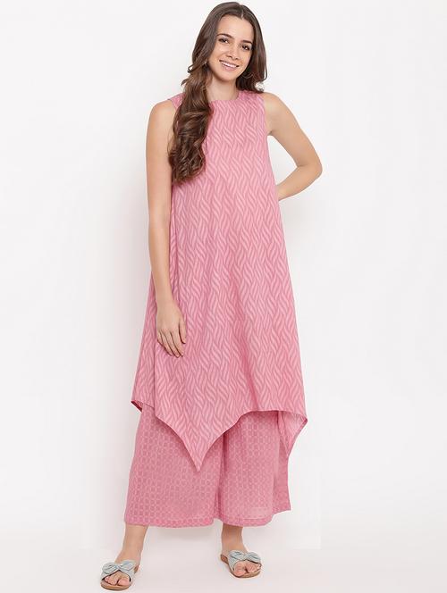 self-design asymmetrical kurta with palazzo set - 16178472 - Very Small Image - 1