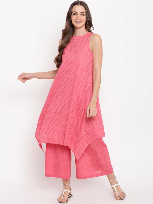 self-design asymmetrical kurta with palazzo set - 16178473 - Very Small Image - 1