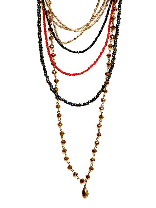 multi colored metal statement necklace - 16185806 - Standard Image - 1