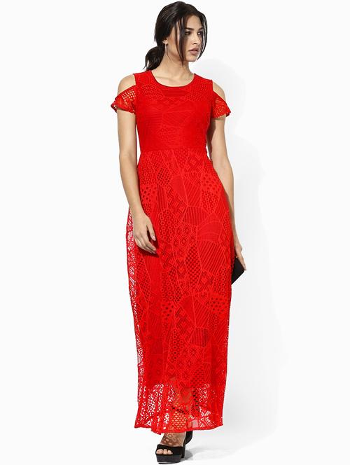 tie back laced maxi dress - 16192774 - Standard Image - 1