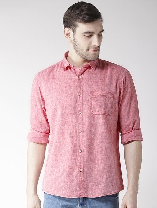 red linen casual shirt - 16217996 - Standard Image - 1