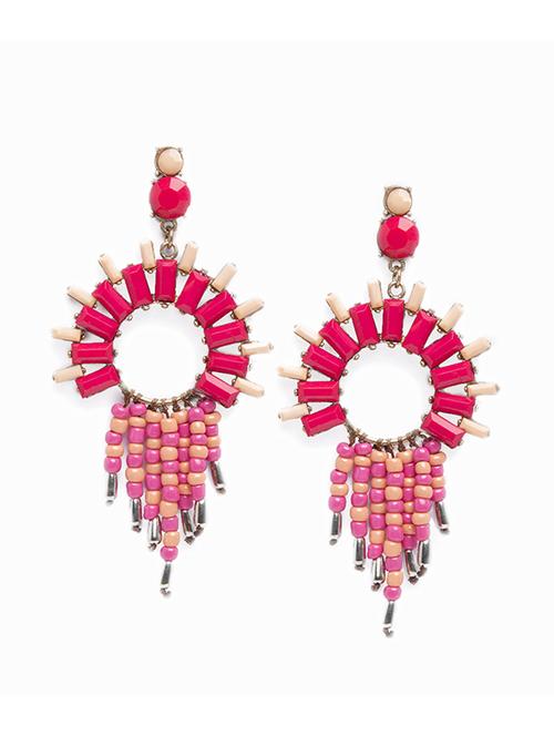 pink metal drop earring - 16232245 - Very Small Image - 1