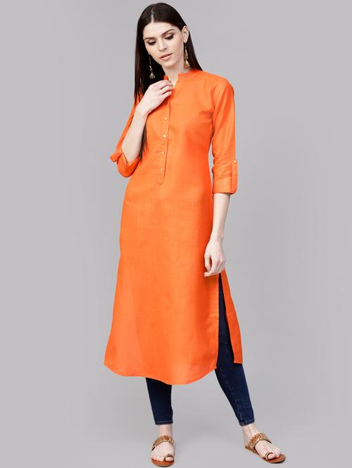 solid straight kurta - 16261403 - Standard Image - 1