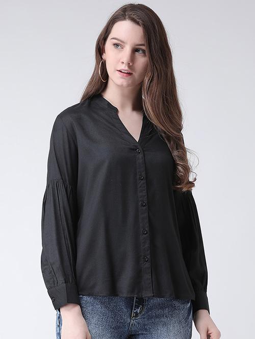 back pleat solid shirt - 16269556 - Standard Image - 1