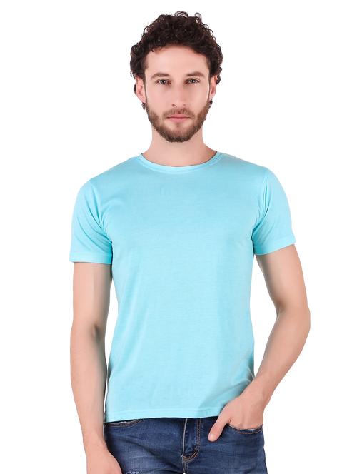 aqua blue solid tshirt - 16281868 - Standard Image - 1