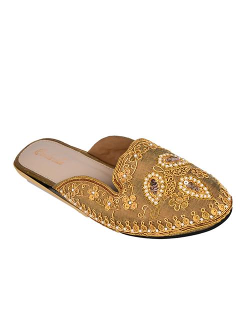 gold slip on mules - 16300323 - Standard Image - 1
