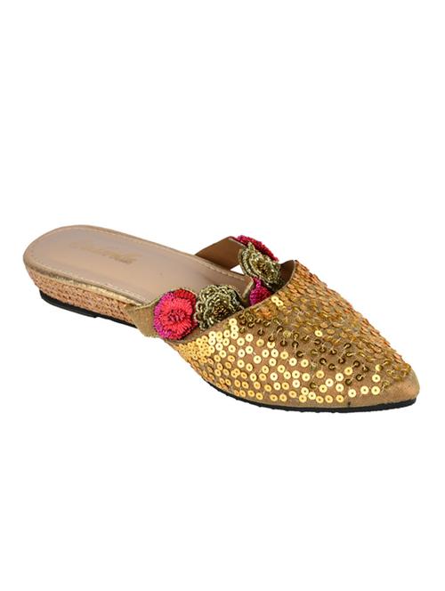 gold slip on mules - 16300373 - Standard Image - 1