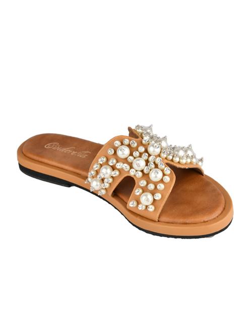 brown slip on sandals - 16300377 - Standard Image - 1