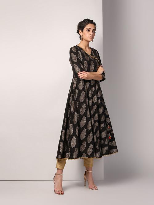 block printed angrakha kurta - 16317128 - Standard Image - 1