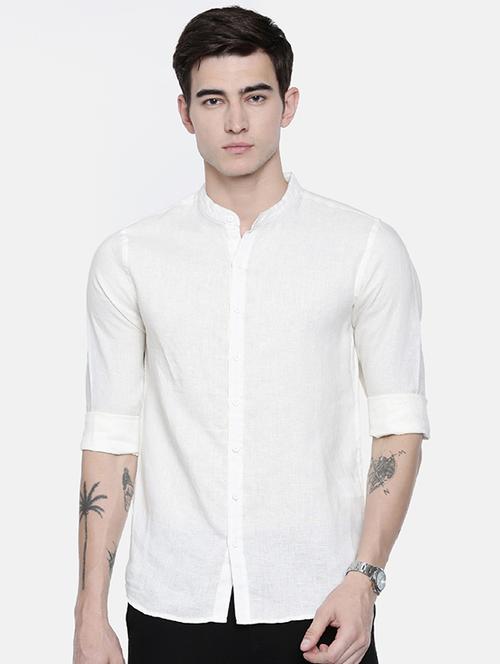 white linen casual shirt - 16329593 - Standard Image - 1