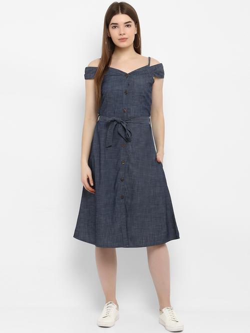 tie front a-line dress - 16353694 - Standard Image - 1