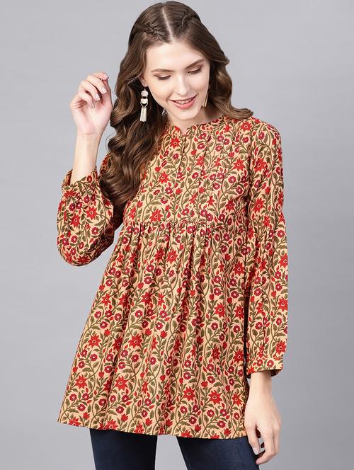 floral printed a-line kurti - 16434835 - Standard Image - 1