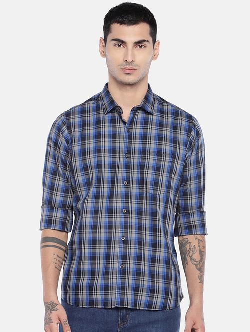 blue checkered casual shirt - 16443726 - Standard Image - 1