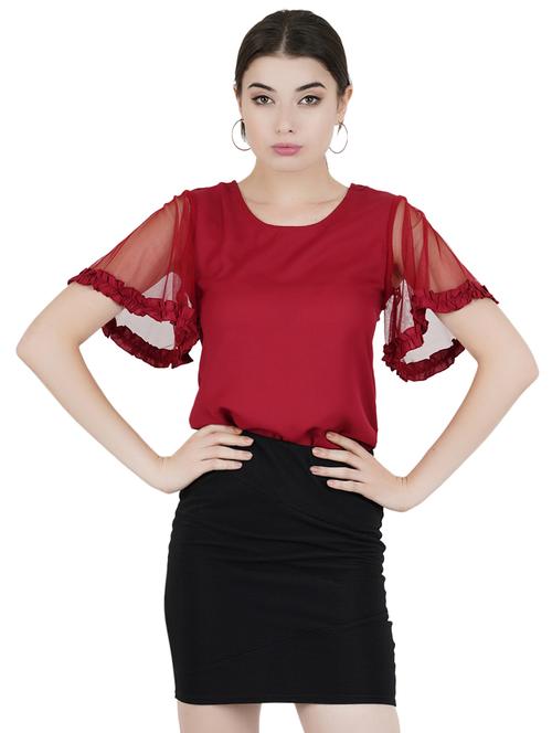 frill detail bell sleeved top - 16459024 - Standard Image - 1